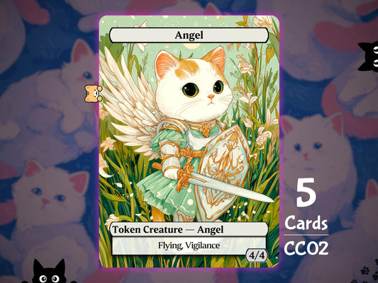 5x Angel 4/4 Flying Vigilance - MTG Token - Cat Tokens by Teddy CC02