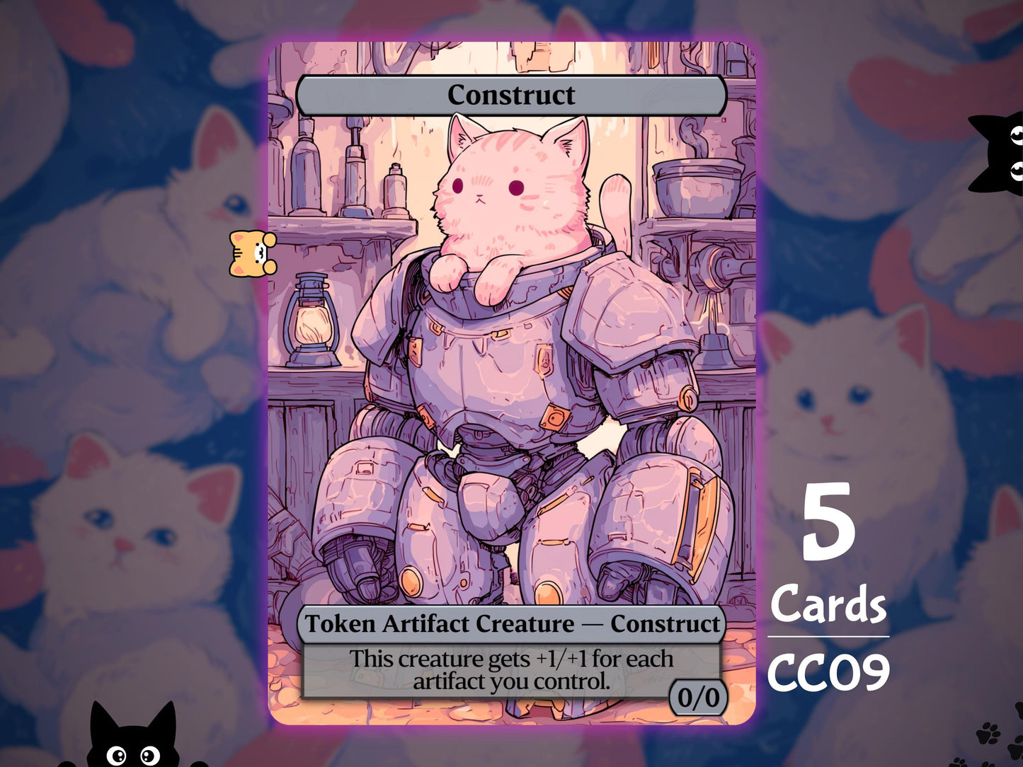 5x Construct 0/0 Artifact Synergy - MTG Token - Cat Tokens by Teddy CC09