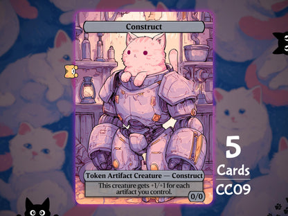 5x Construct 0/0 Artifact Synergy - MTG Token - Cat Tokens by Teddy CC09
