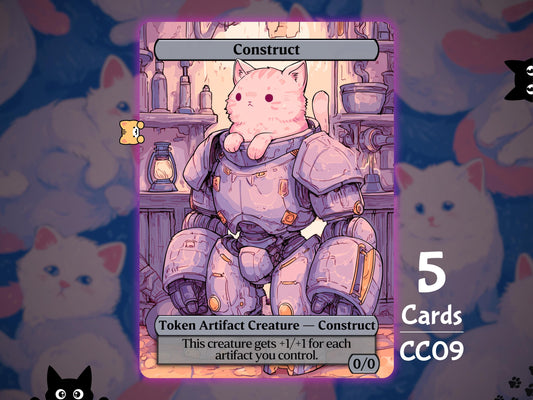 5x Construct 0/0 Artifact Synergy - MTG Token - Cat Tokens by Teddy CC09