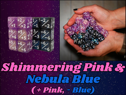 Counter Dice + / - , Magic TCG, Pink & Blue Galaxy Theme, perfect for any magic the gather deck! Edh, Cedh Magic Deck! Great gift for nerds!