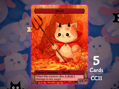 5x Devil 1/1 Pings - MTG Token - Cat Tokens by Teddy CC11