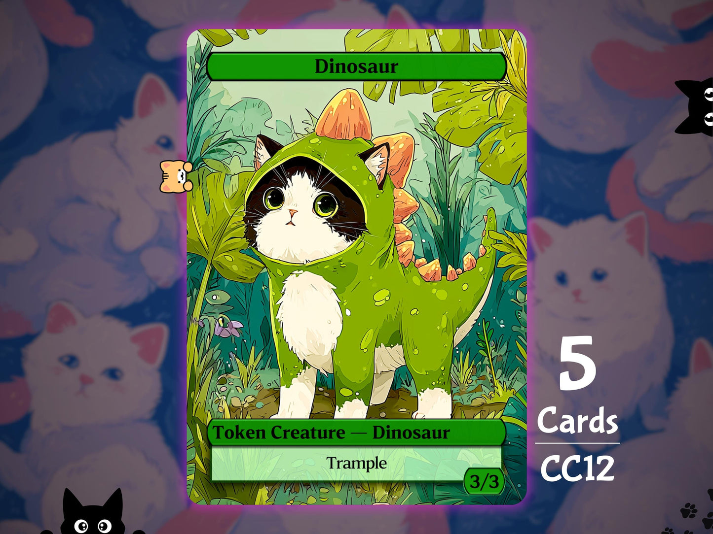 5x Dinosaur 3/3 Trample - MTG Token - Cat Tokens by Teddy CC12