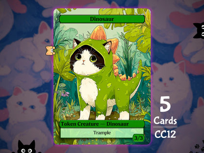5x Dinosaur 3/3 Trample - MTG Token - Cat Tokens by Teddy CC12