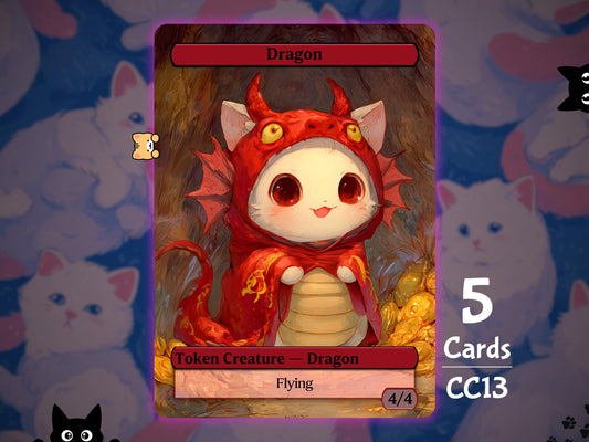 5x Dragon 4/4 Flying - MTG Token - Cat Tokens by Teddy CC13