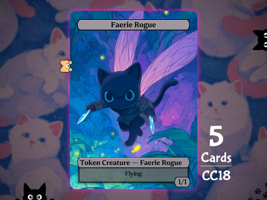 5x Faerie Rogue 1/1 Flying - MTG Token - Cat Tokens by Teddy CC18