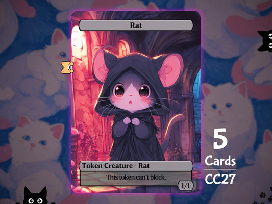 5x Rat 1/1 Can't Block - MTG Token - Cat Tokens by Teddy CC27