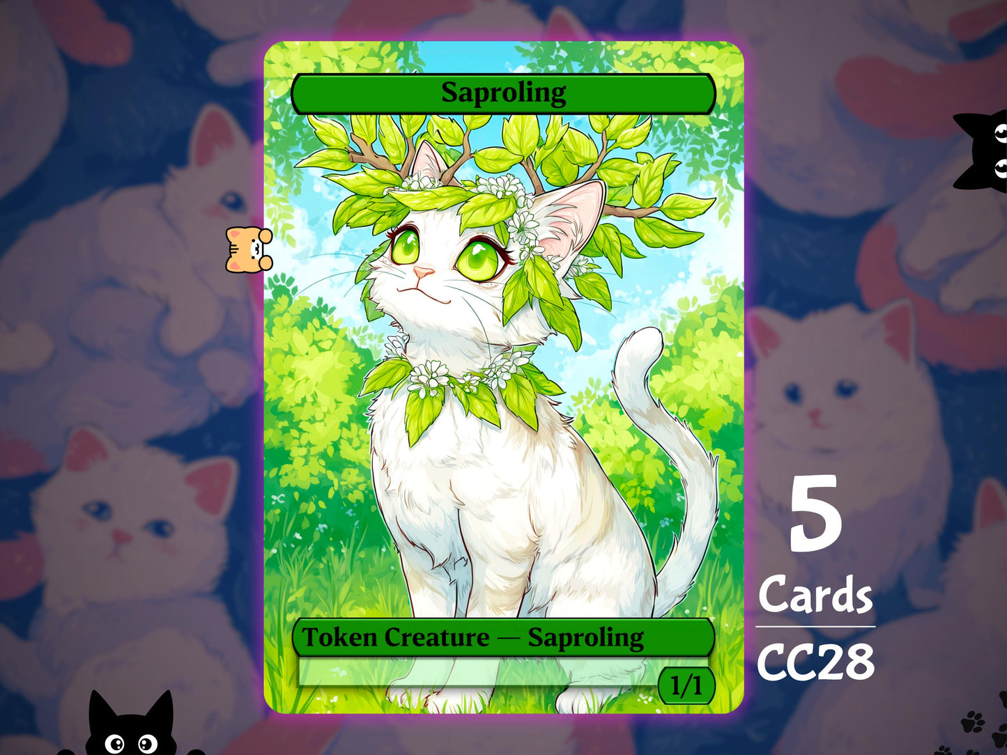 5x Saproling 1/1 Green - MTG Token - Cat Tokens by Teddy CC28