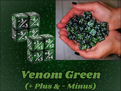 Counter Dice + / - , Magic TCG, Venom Green Marble Color Theme, perfect for any magic the gather deck! Edh, Cedh Magic Deck! Great MTG Gift!