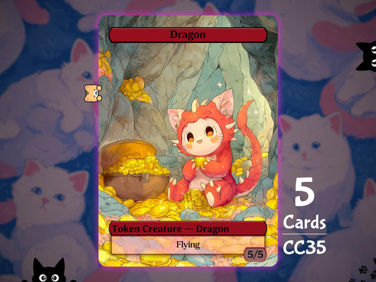 5x Dragon 5/5 Flying - MTG Token - Cat Tokens by Teddy CC35