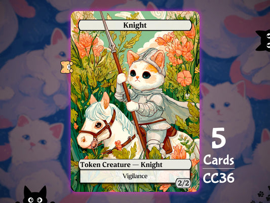 5x Knight 2/2 Vigi - MTG Token - Cat Tokens by Teddy CC36