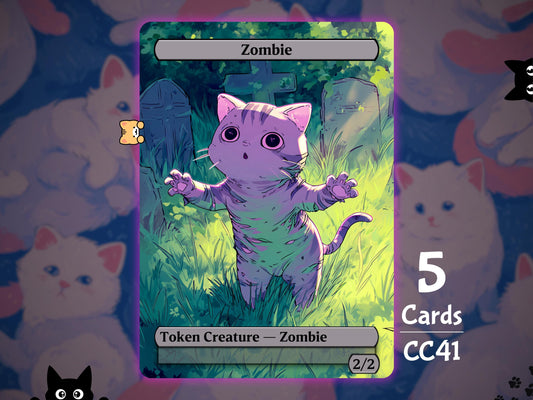 5x Zombie 2/2 Black - MTG Token - Cat Tokens by Teddy CC41