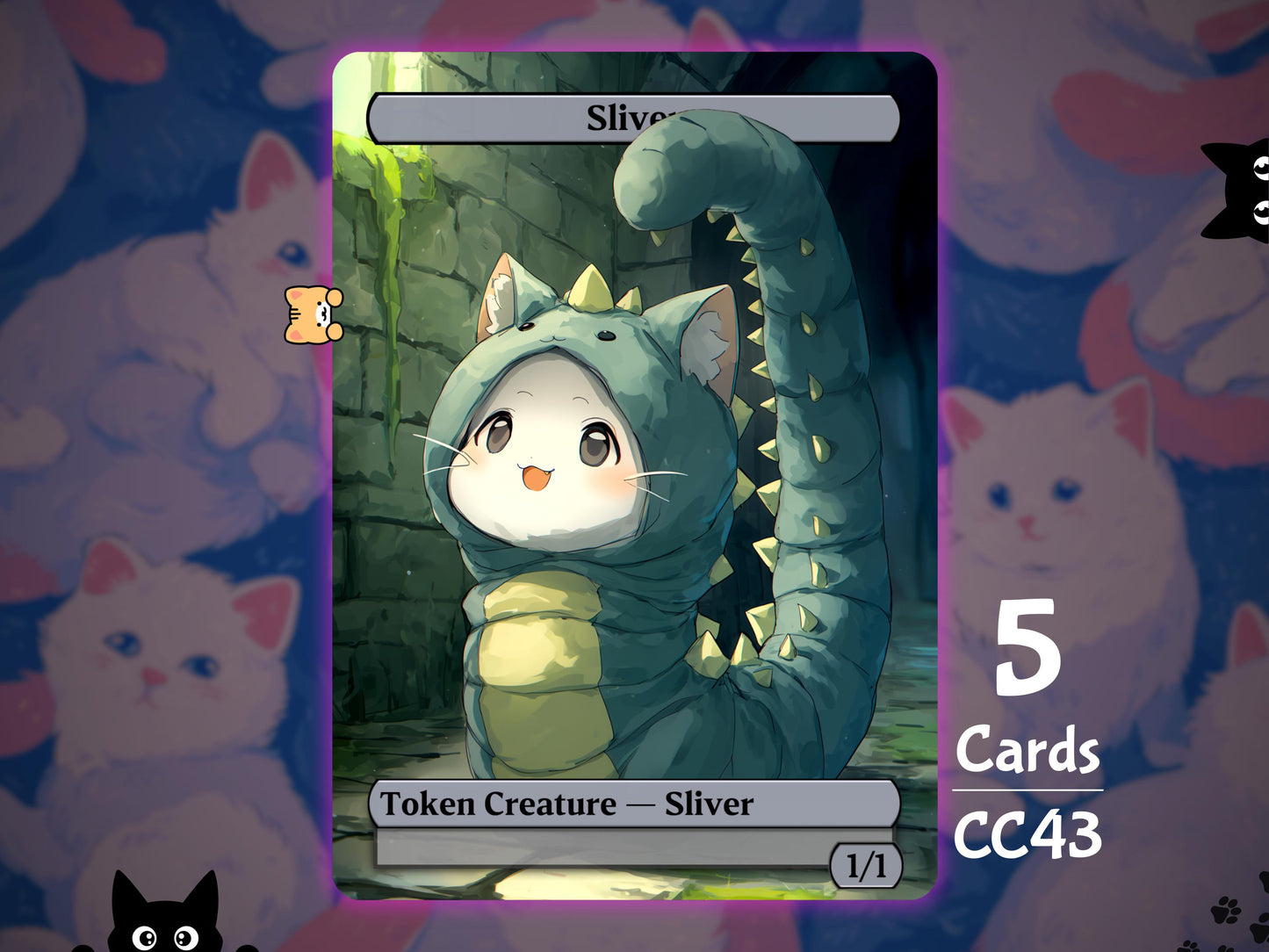 5x Sliver 1/1 - MTG Token - Cat Tokens by Teddy CC43