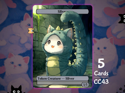5x Sliver 1/1 - MTG Token - Cat Tokens by Teddy CC43