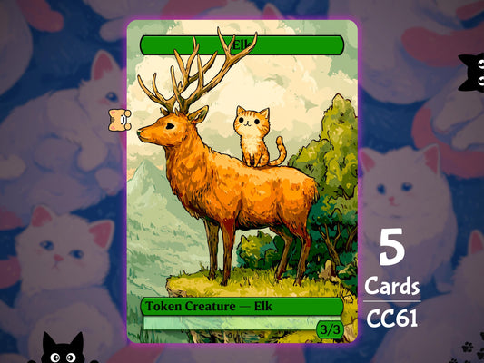 5x Elk 3/3 Green - MTG Token - Cat Tokens by Teddy CC61