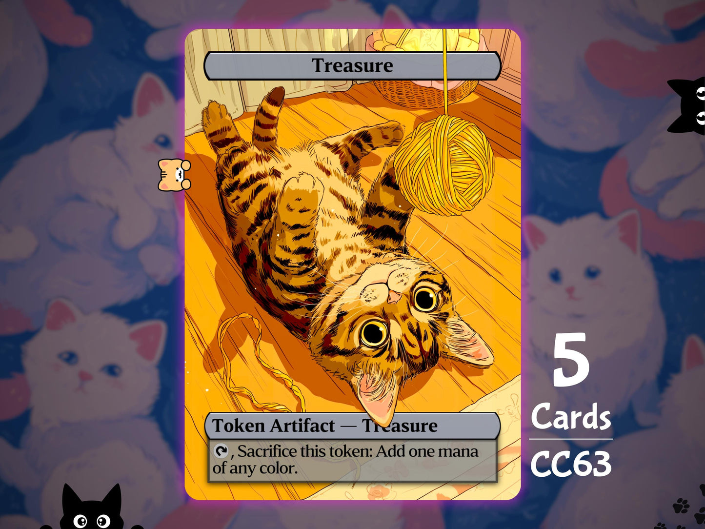 5x Treasure Token - MTG Token - Cat Tokens by Teddy CC63