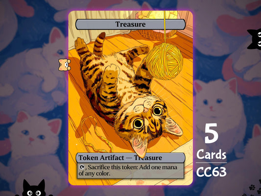5x Treasure Token - MTG Token - Cat Tokens by Teddy CC63