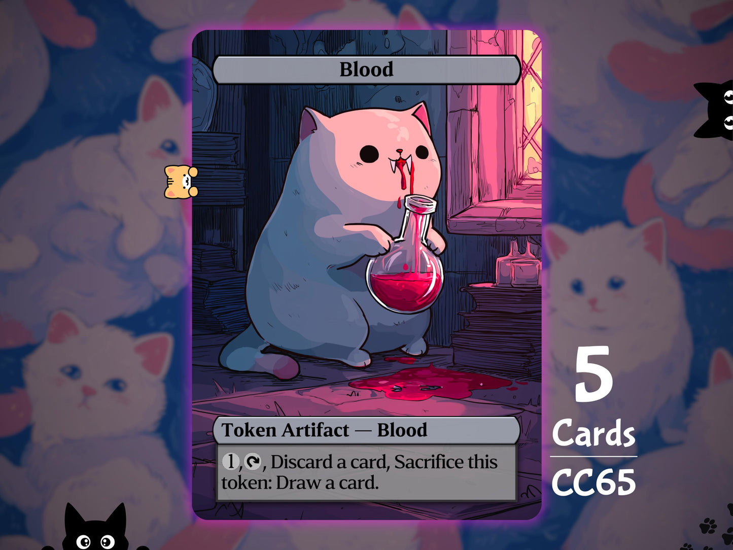 5x Blood Token - MTG Token - Cat Tokens by Teddy CC65