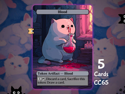 5x Blood Token - MTG Token - Cat Tokens by Teddy CC65