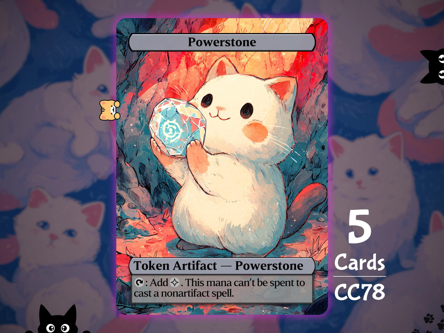 5x Powerstone Token - MTG Token - Cat Tokens by Teddy CC78