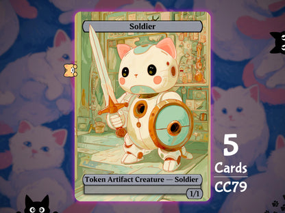 5x Soldier 1/1 Artifact - MTG Token - Cat Tokens by Teddy CC79