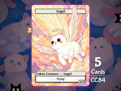 5x Angel 3/3 Flying - MTG Token - Cat Tokens by Teddy CC84