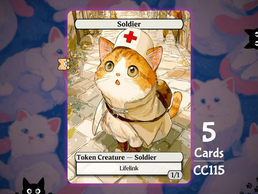5x Soldier 1/1 Lifelink - MTG Token - Cat Tokens by Teddy CC115