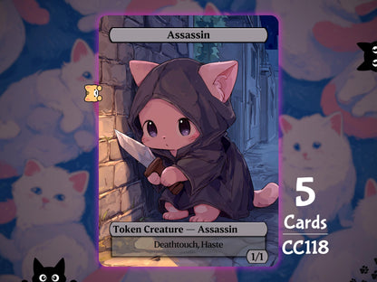 5x Assassin 1/1 Deathtouch Haste - MTG Token - Cat Tokens by Teddy CC118