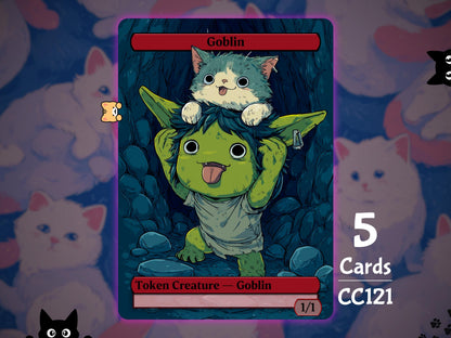 5x Goblin 1/1 Red - MTG Token - Cat Tokens by Teddy CC121
