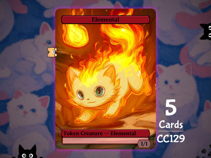 5x Elemental 1/1 Red - MTG Token - Cat Tokens by Teddy CC129