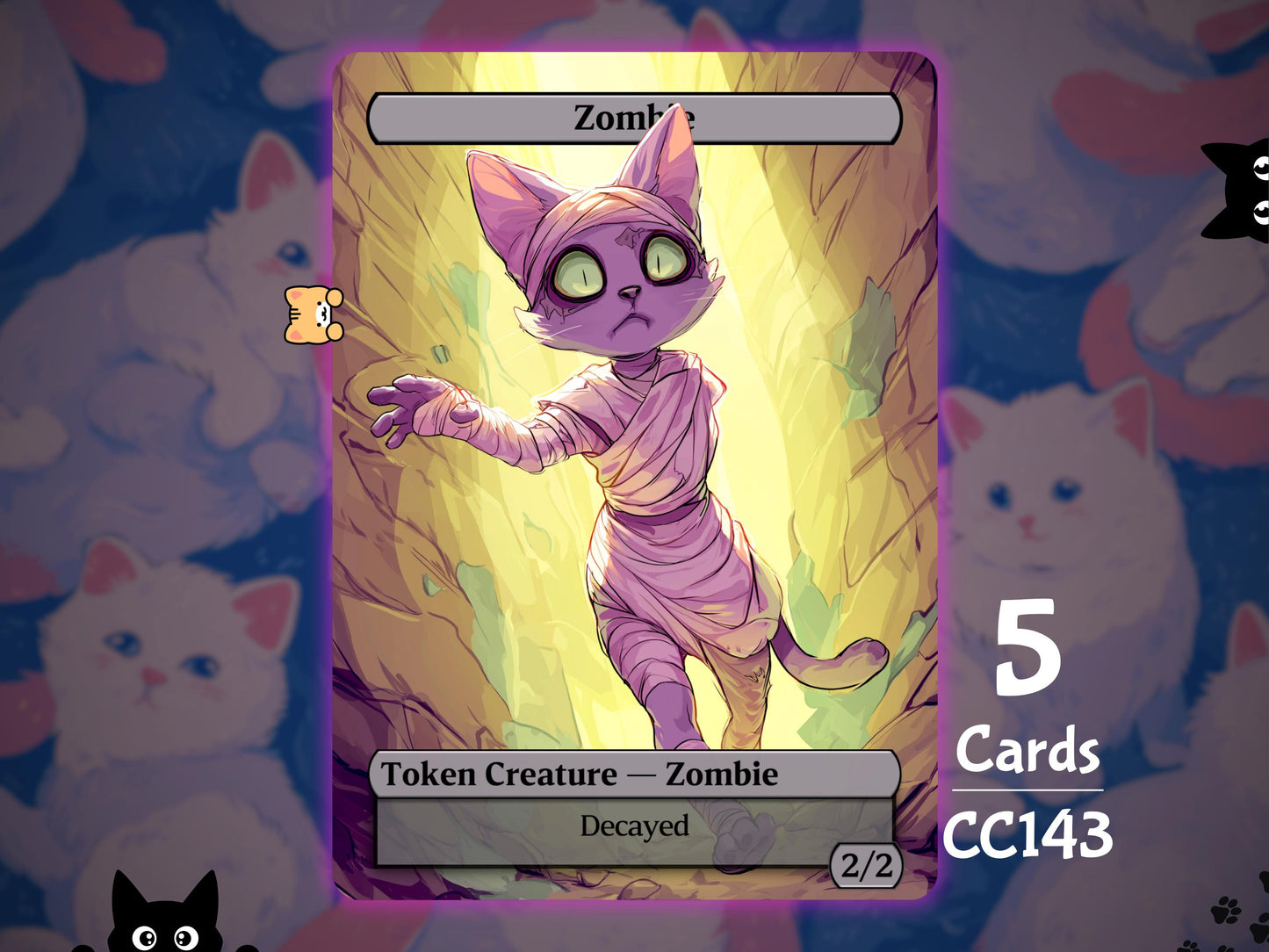 5x Zombie 2/2 Decayed - MTG Token - Cat Tokens by Teddy CC143