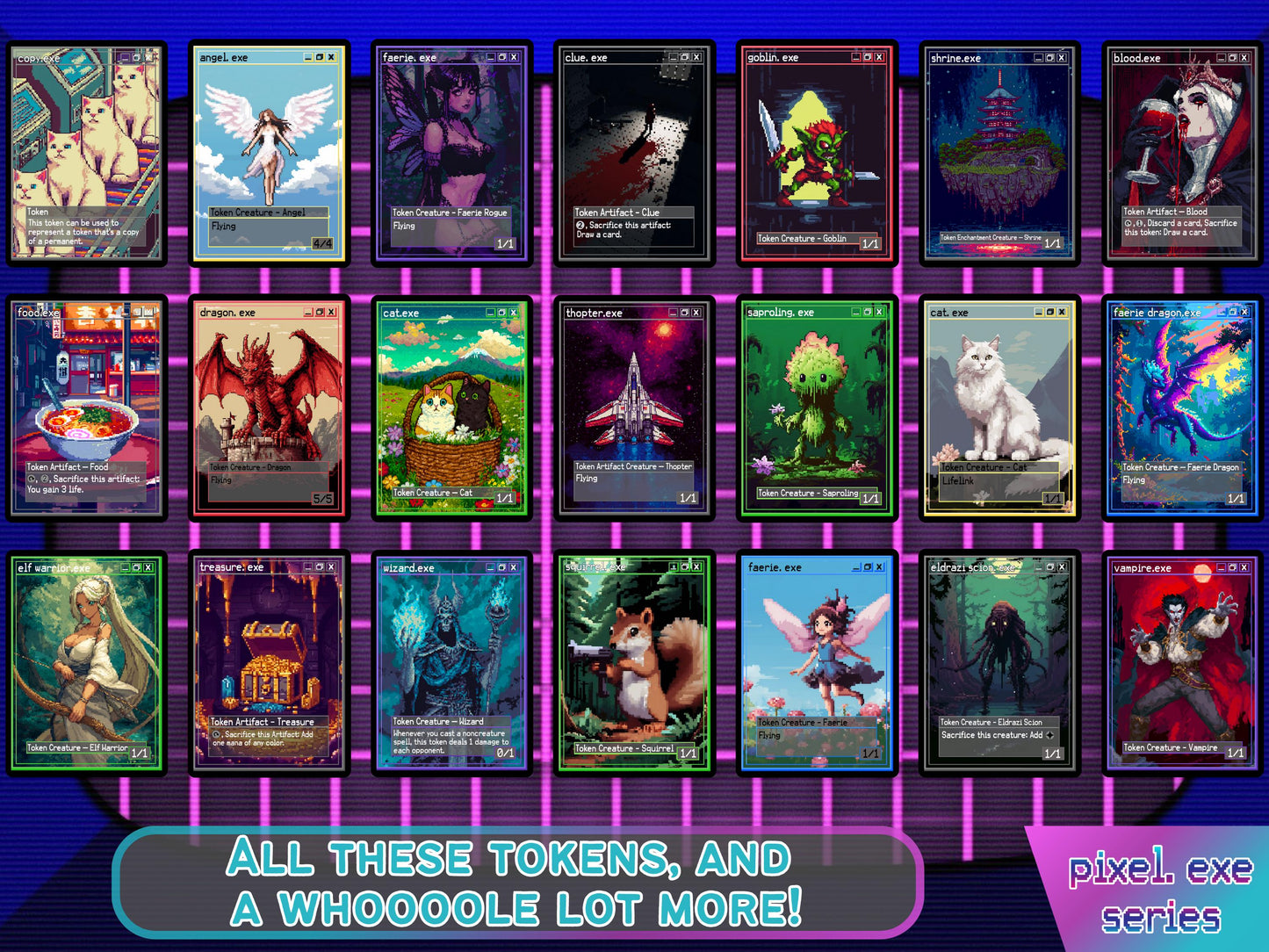 Mega Pixel EDH Token & Land Bundle - 161 Pixel Style cards for your MTG Pod - Perfect gift for MTG players
