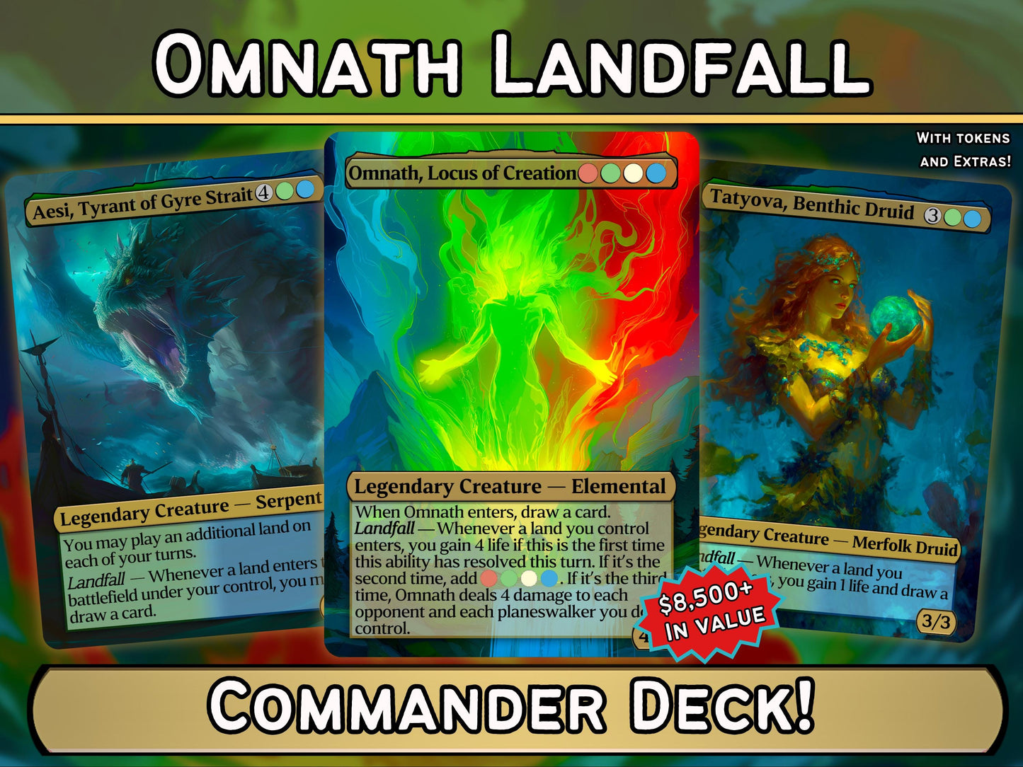 Omnath Landfall - Landfall Synergy Tribal - Proxy Commander Deck - Perfect Magic Gift - Tokens Included!