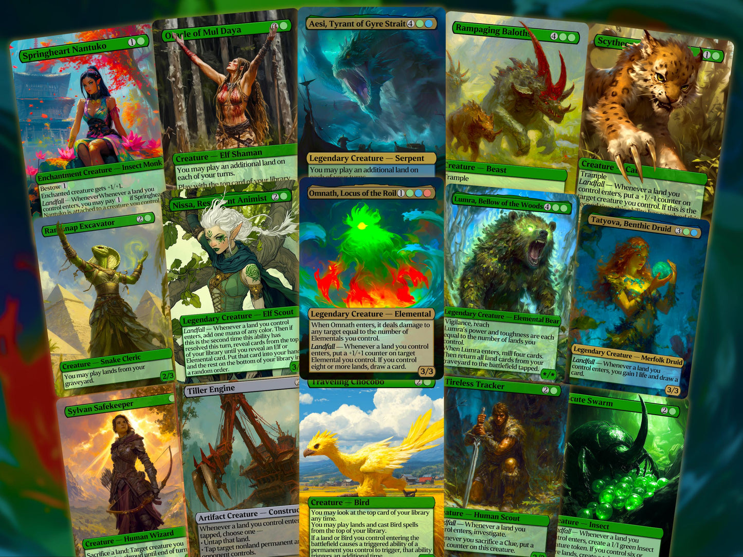 Omnath Landfall - Landfall Synergy Tribal - Proxy Commander Deck - Perfect Magic Gift - Tokens Included!