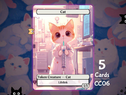 5x Cat 1/1 Lifelink - MTG Token - Cat Tokens by Teddy CC06