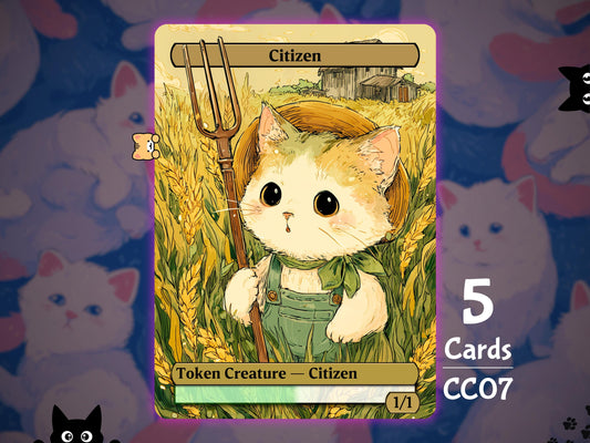 5x Citizen 1/1 Green White - MTG Token - Cat Tokens by Teddy CC07