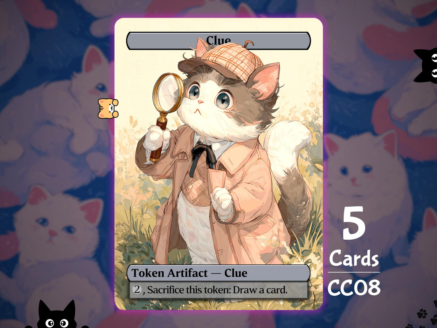 5x Clue Token Cute - MTG Token - Cat Tokens by Teddy CC08