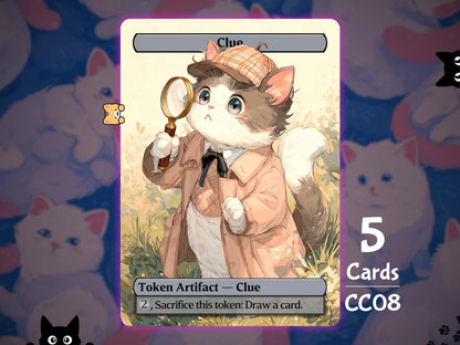 5x Clue Token Cute - MTG Token - Cat Tokens by Teddy CC08