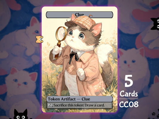 5x Clue Token Cute - MTG Token - Cat Tokens by Teddy CC08