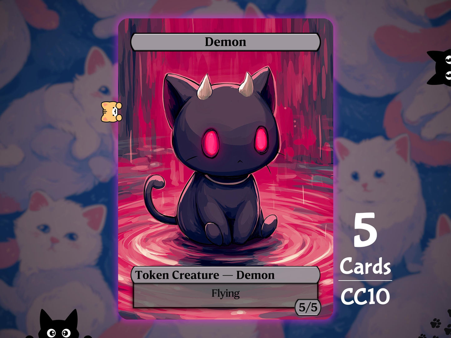 5x Demon 5/5 Flying - MTG Token - Cat Tokens by Teddy CC10