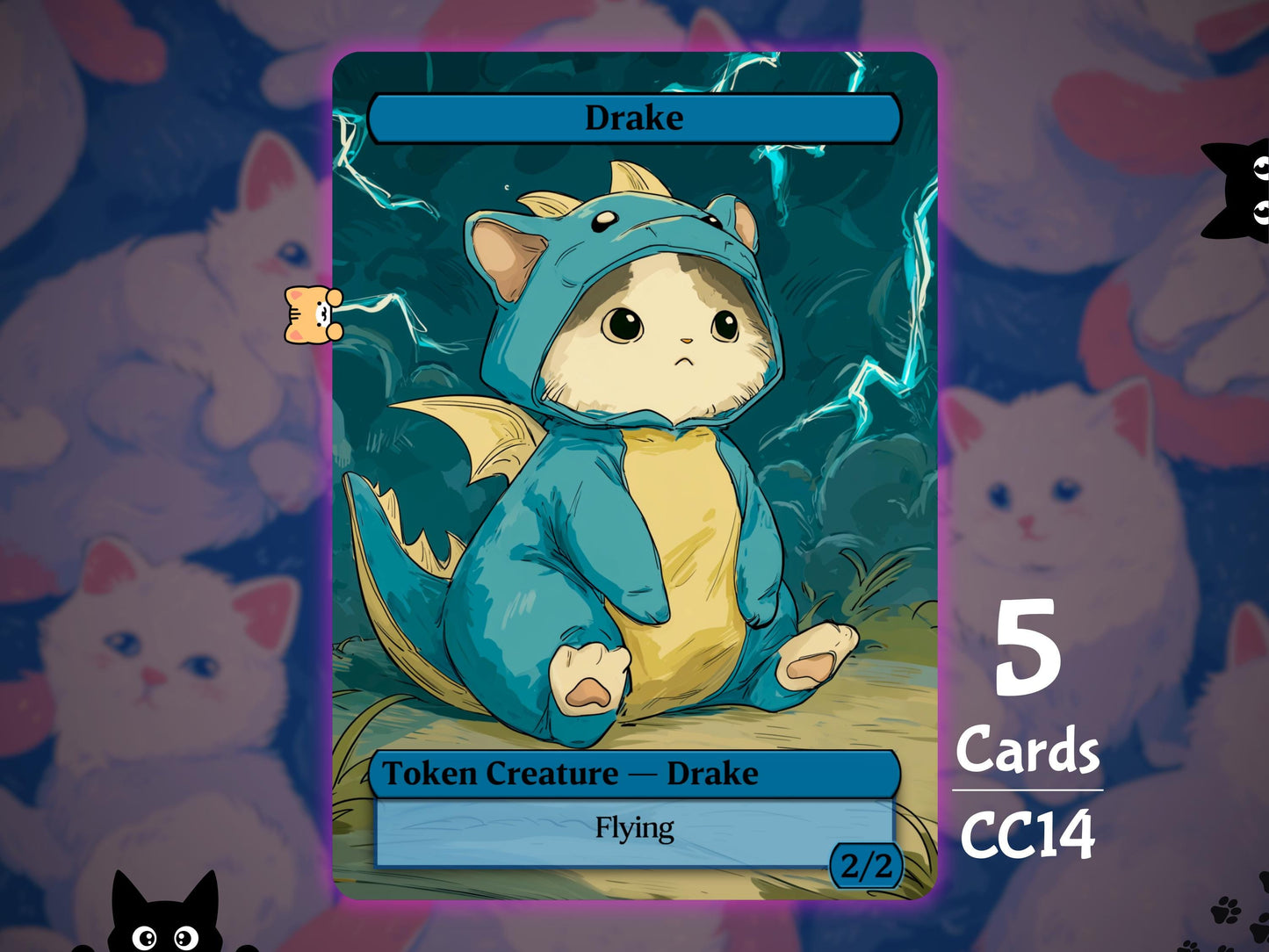 5x Drake 2/2 Flying - MTG Token - Cat Tokens by Teddy CC14