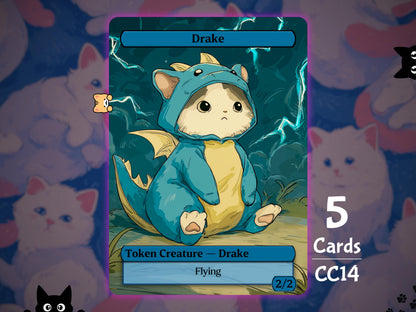 5x Drake 2/2 Flying - MTG Token - Cat Tokens by Teddy CC14