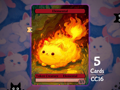 5x Elemental 3/1 Red - MTG Token - Cat Tokens by Teddy CC16