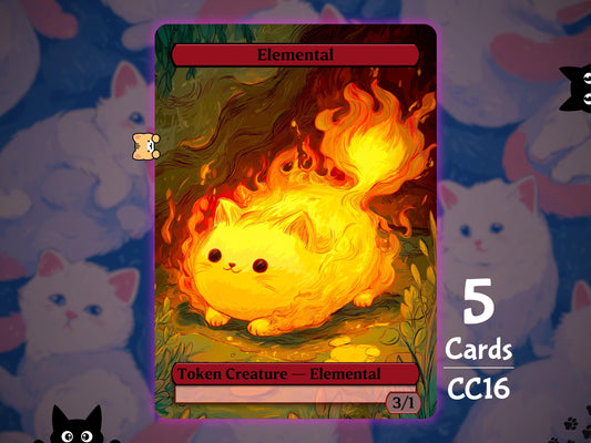5x Elemental 3/1 Red - MTG Token - Cat Tokens by Teddy CC16