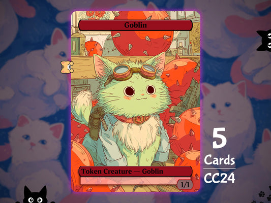 5x Goblin 1/1 Red - MTG Token - Cat Tokens by Teddy CC24