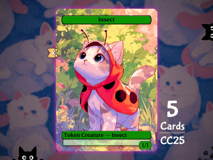 5x Insect 1/1 Green - MTG Token - Cat Tokens by Teddy CC25