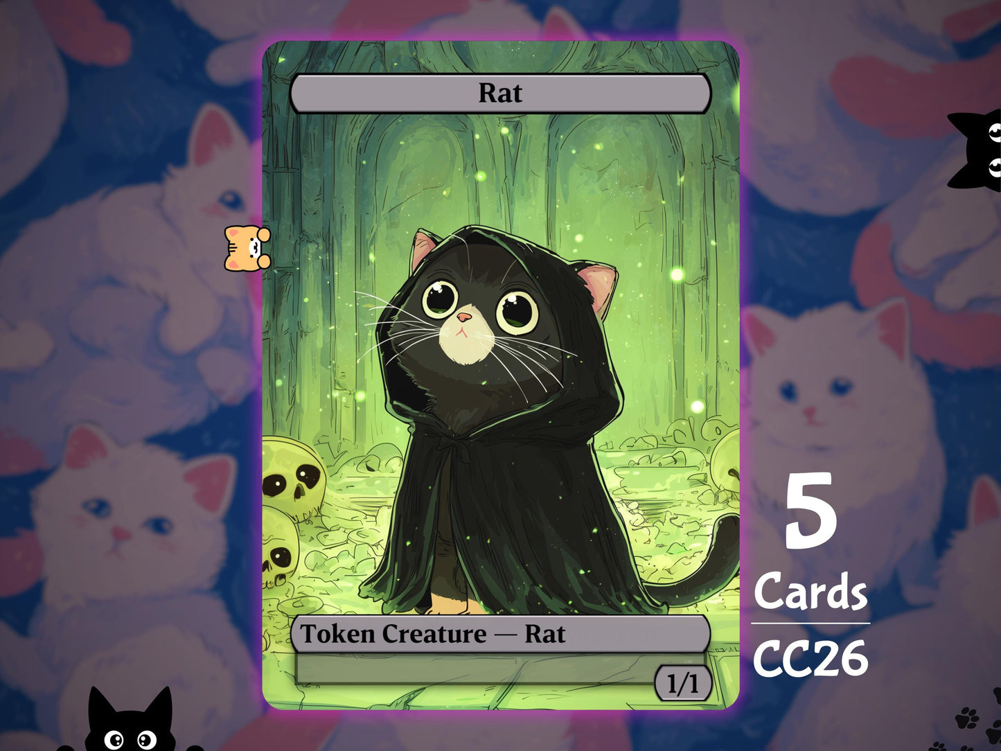 5x Rat 1/1 Black - MTG Token - Cat Tokens by Teddy CC26