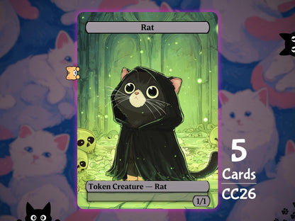 5x Rat 1/1 Black - MTG Token - Cat Tokens by Teddy CC26