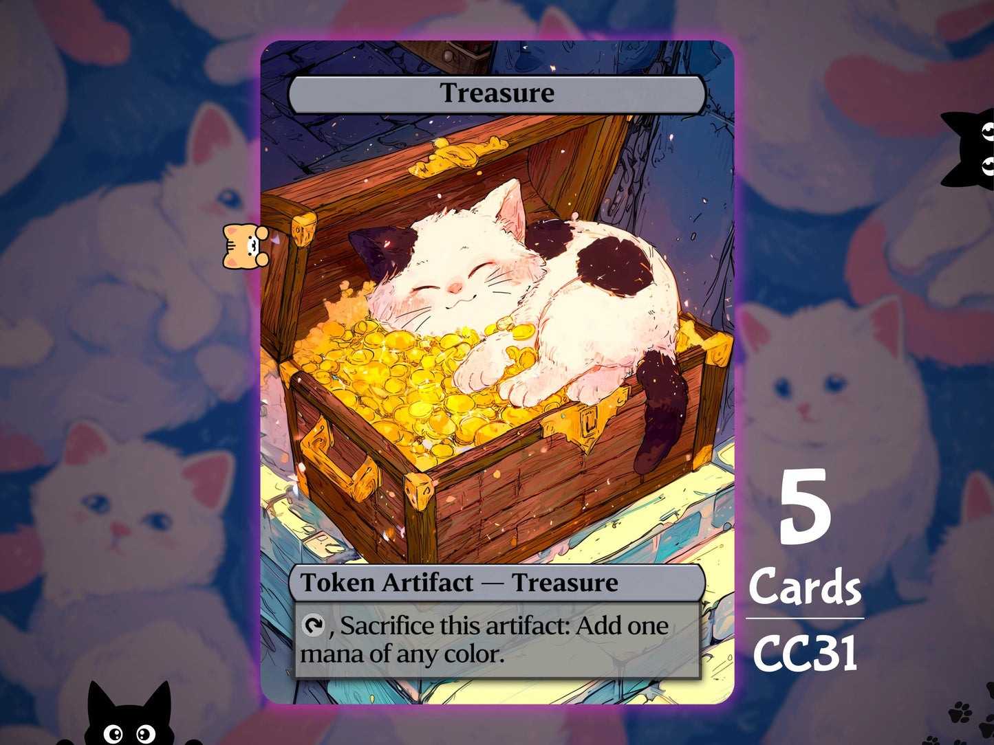 5x Treasure Token - MTG Token - Cat Tokens by Teddy CC31