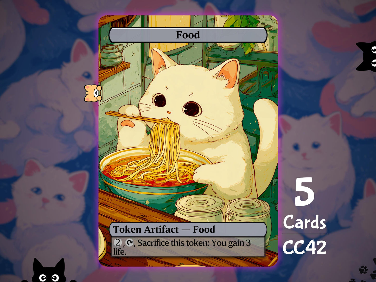 5x Food Token - MTG Token - Cat Tokens by Teddy CC42